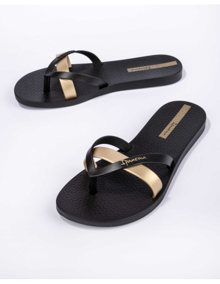 CHANCLA PLANA IPANEMA KIREI Black-Gold/Negro-Oro