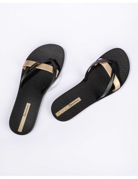 CHANCLA PLANA IPANEMA KIREI Black-Gold/Negro-Oro