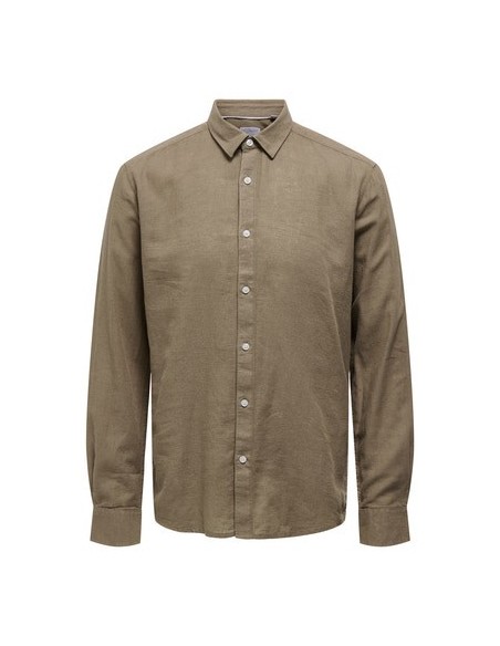 CAMISA LINO ONSCAIDEN LIFE LS SOLID LINEN SHIRT NOOS Fossil Melange CAMISA LINO ONSCAIDEN LIFE LS SOLID LINEN SHIRT NOOS Fossil Melange