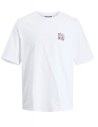 CAMISETA JORVALLEY TEE SS CREW NECK TG LN Bright White PINK FLOWERS