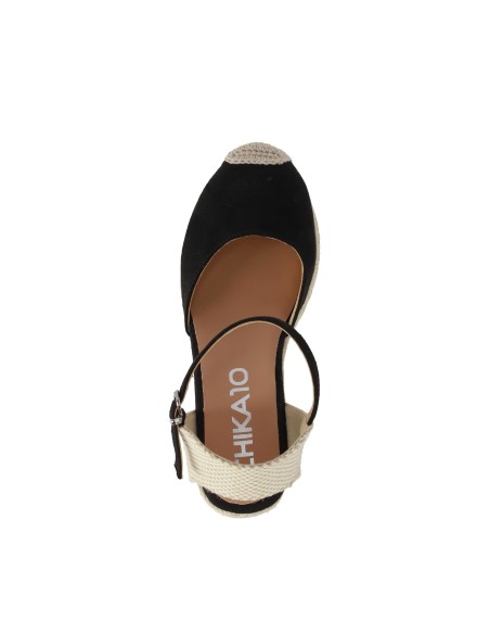 Sandalias Tejido de Mujer Chika10 Cuña alta Negro