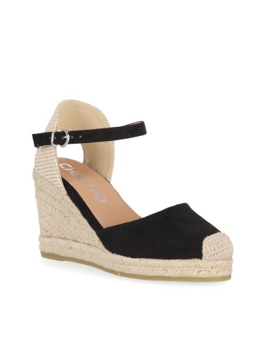 Sandalias Tejido de Mujer Chika10 Cuña alta Negro