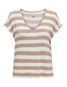 ONLLIRA LIFE S/S V-NECK TOP JRS NOOS Mocha Meringue Cloud dancer