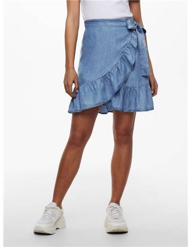 FALDA LYOCELL DENIM CON VOLANTE onlSOFIA Medium Blue/Azul Medio