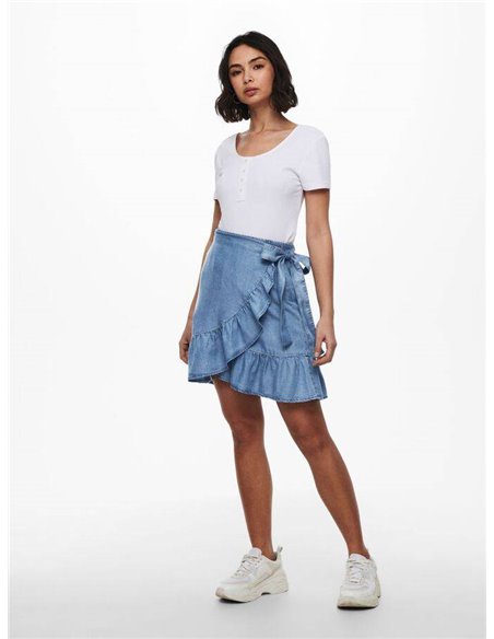 FALDA LYOCELL DENIM CON VOLANTE onlSOFIA Medium Blue/Azul Medio