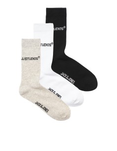 PACK E CALCETINES JACSOHO TENNIS SOCKS 3 PACK NOOS Black White - Light Grey Melange 2
