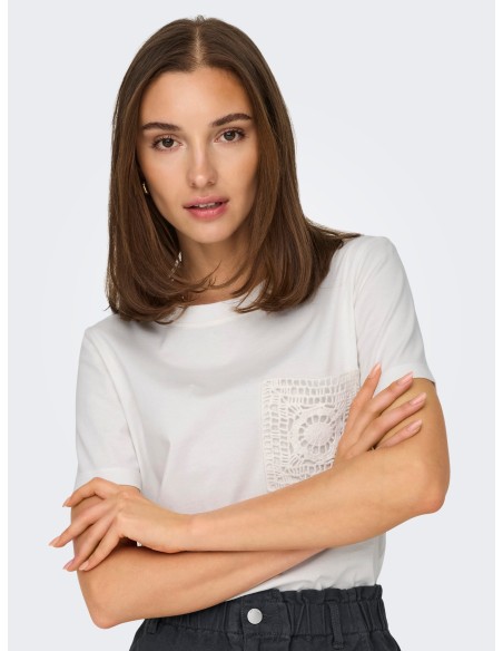 CAMISETA JDYSELMA S/S CROCHET POCKET TOP JRS NOOS Cloud Dancer