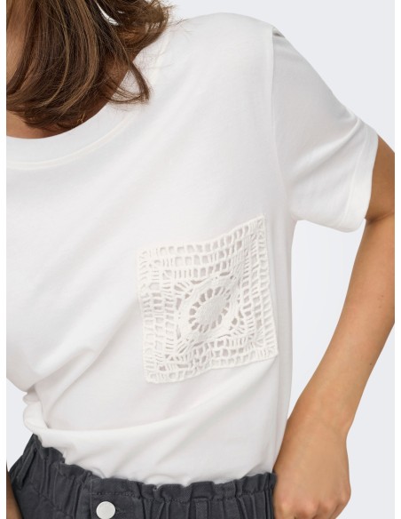 CAMISETA JDYSELMA S/S CROCHET POCKET TOP JRS NOOS Cloud Dancer