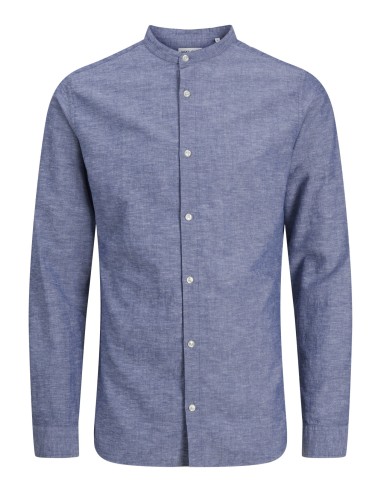 CAMISA JJEBREEZE LINEN BLEND BAND SHIRT LS SN Faded Denim