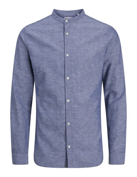 CAMISA JJEBREEZE LINEN BLEND BAND SHIRT LS SN Faded Denim