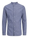 CAMISA JJEBREEZE LINEN BLEND BAND SHIRT LS SN Faded Denim