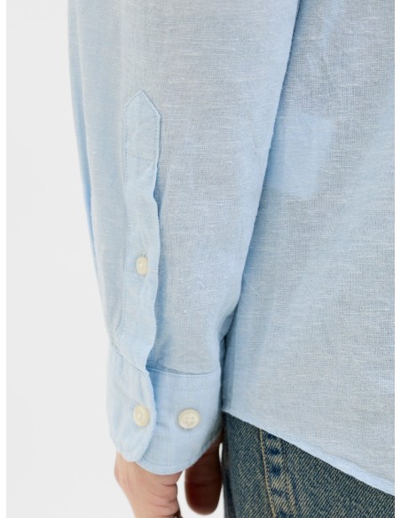 CAMISA JJEBREEZE LINEN BLEND BAND SHIRT LS SN Chambray Blue
