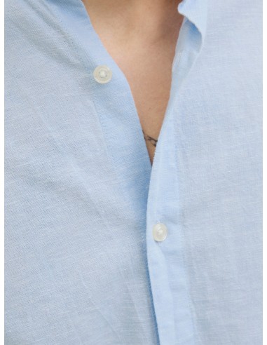 CAMISA JJEBREEZE LINEN BLEND BAND SHIRT LS SN Chambray Blue