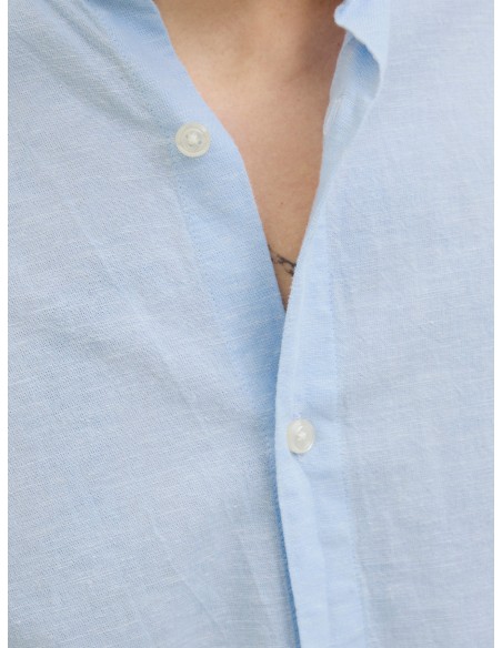 CAMISA JJEBREEZE LINEN BLEND BAND SHIRT LS SN Chambray Blue
