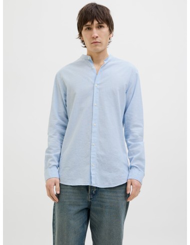 CAMISA JJEBREEZE LINEN BLEND BAND SHIRT LS SN Chambray Blue