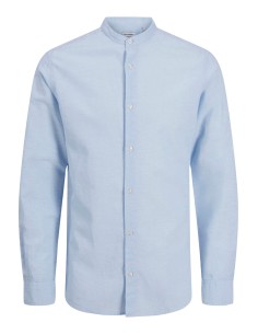CAMISA JJEBREEZE LINEN BLEND BAND SHIRT LS SN Chambray Blue