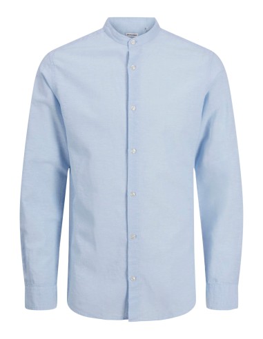 CAMISA JJEBREEZE LINEN BLEND BAND SHIRT LS SN Chambray Blue