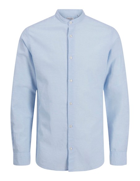 CAMISA JJEBREEZE LINEN BLEND BAND SHIRT LS SN Chambray Blue