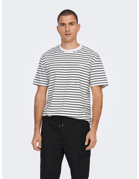 CAMISETA ONSHENRY REG STRIPE SS TEE NOOS Bright White