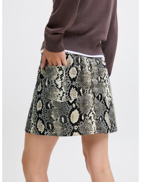 MINI FALDAS JXGELLY HW SKIRT PNT Bone White Snake
