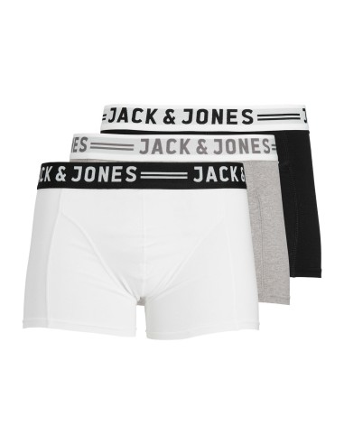 PACK 3 BOXER SENSE TRUNKS 3-PACK NOOS Light Grey Melange BLACK & WHITE