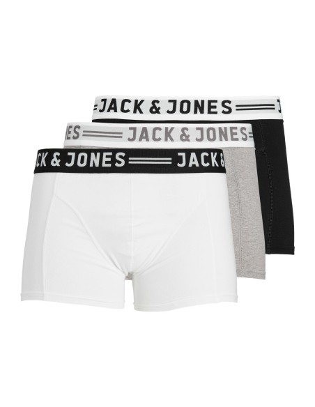 PACK 3 BOXER SENSE TRUNKS 3-PACK NOOS Light Grey Melange BLACK & WHITE