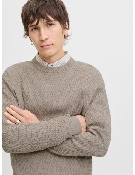 JERSEY JPRBLAREAGAN KNIT CREW NECK Greige Twist
