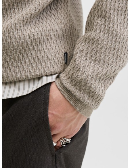JERSEY JPRBLAREAGAN KNIT CREW NECK Greige Twist