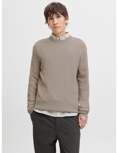 JERSEY JPRBLAREAGAN KNIT CREW NECK Greige Twist