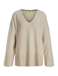 JERSEY JXLUCCA DIVERSE V-NECK KNIT SN Fog/Beige