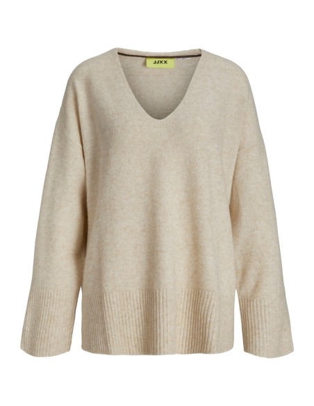 JERSEY JXLUCCA DIVERSE V-NECK KNIT SN Fog/Beige