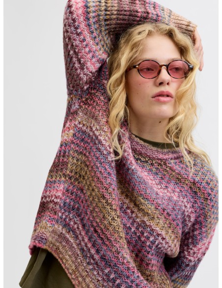 JERSEY JXSIMONE SPACE DYE CREW NECK KNIT SN Cabernet /multi space dye
