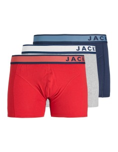 PACK 3 BOXER JACDENVER TRUNKS 3 PACK SN Light Grey Melange Pompain Red - Dress Blue