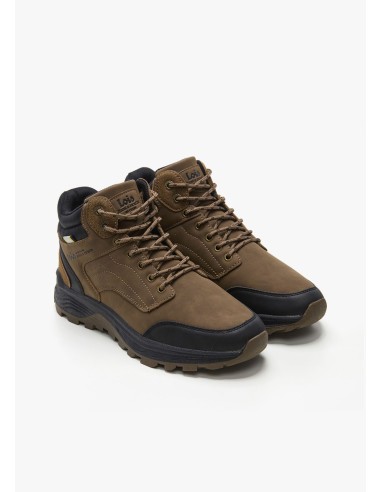 Botín casual detalle talonera cordones marrón Lois 64516