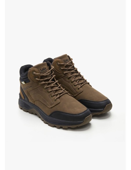 Botín casual detalle talonera cordones marrón Lois 64516