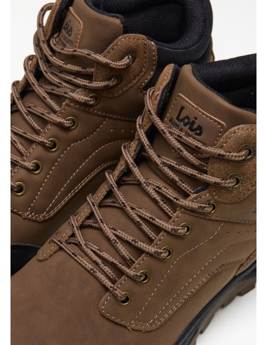 Botín casual detalle talonera cordones marrón Lois 64516