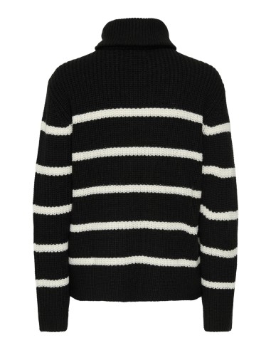 JERSEY JDYJUSTY L/S HN ZIP WIDE SLEEVE PULL KNT Black EGGNOG