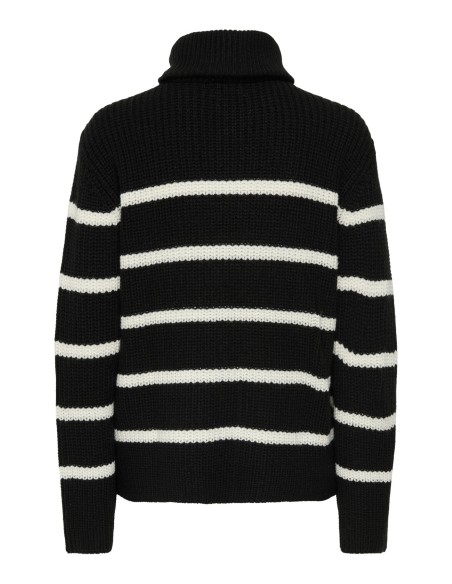 JERSEY JDYJUSTY L/S HN ZIP WIDE SLEEVE PULL KNT Black EGGNOG