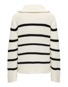 JERSEY JDYJUSTY L/S HN ZIP WIDE SLEEVE PULL KNT Eggnog BLACK/Blanco Eggnog 2