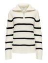 JERSEY JDYJUSTY L/S HN ZIP WIDE SLEEVE PULL KNT Eggnog BLACK/Blanco Eggnog