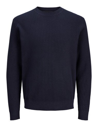 JERSEY JPRBLUBARKLEY KNIT CREW NECK CH LN Night Sky Solid/Zigzag structure