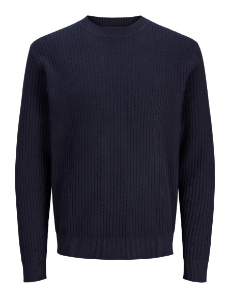 JERSEY JPRBLUBARKLEY KNIT CREW NECK CH LN Night Sky Solid/Zigzag structure