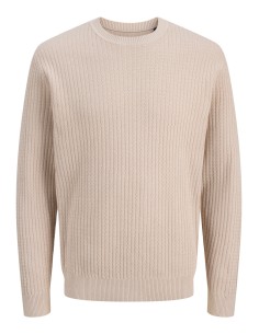 JERSEY JPRBLUBARKLEY KNIT CREW NECK CH LN Simply Taupe Twist/Zizag structure
