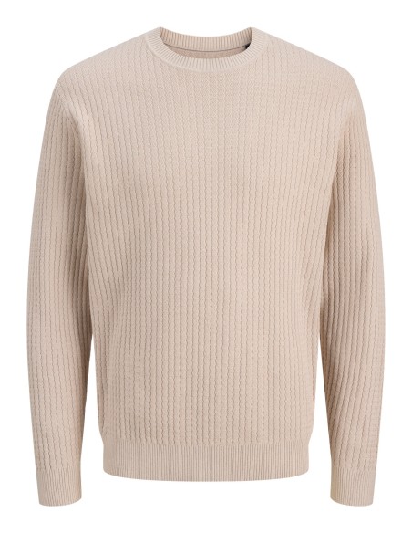 JERSEY JPRBLUBARKLEY KNIT CREW NECK CH LN Simply Taupe Twist/Zizag structure