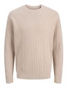 JERSEY JPRBLUBARKLEY KNIT CREW NECK CH LN Simply Taupe Twist/Zizag structure