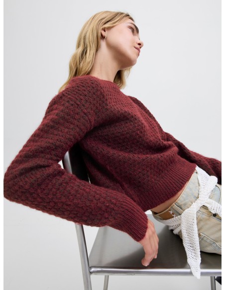 JERSEY JXMILLY STRUCTURE CREW NECK KNIT SN Cabernet/Burdeos