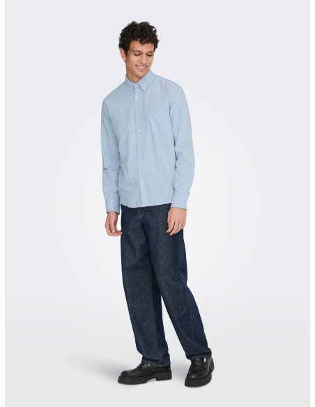 CAMISA ONSGATON REG LS SHIRT 0360 FRML Cashmere Blue Solid