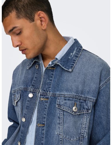 CAZADORA VAQUERA ONSJUST BOX TAI DNM JACKET Light Blue Denim