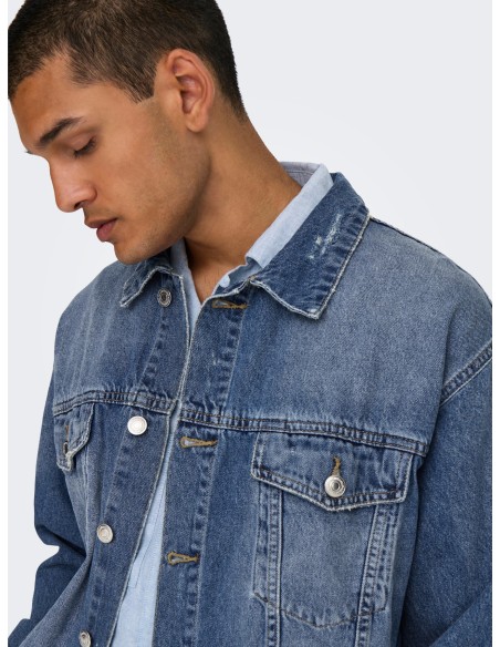 CAZADORA VAQUERA ONSJUST BOX TAI DNM JACKET Light Blue Denim