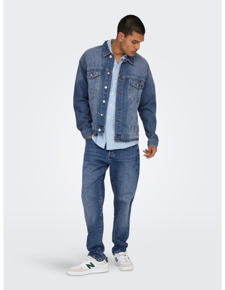 CAZADORA VAQUERA ONSJUST BOX TAI DNM JACKET Light Blue Denim